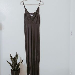 Anthropologie- Bias Slip Dress: Olive
